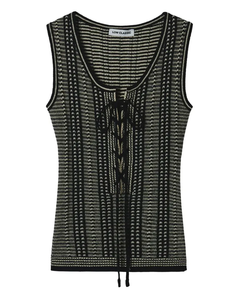 LOW CLASSIC striped tie top - Schwarz Schwarz