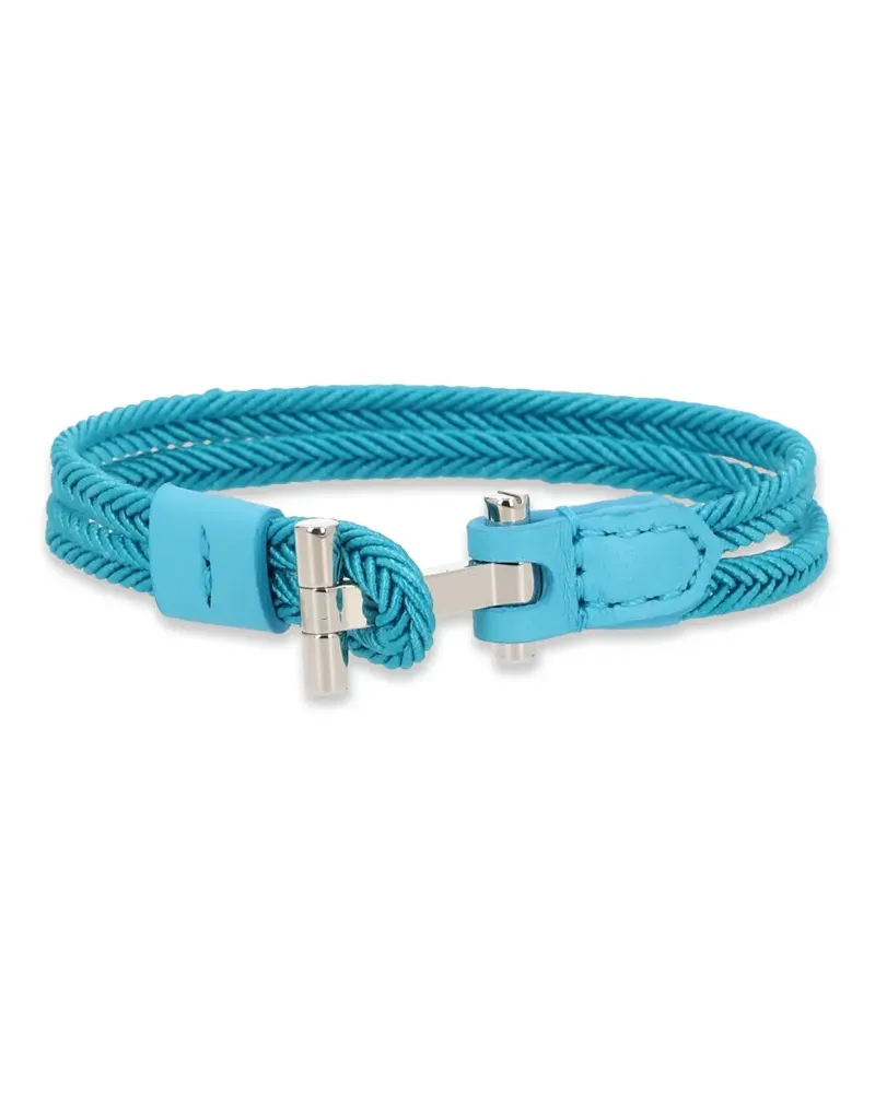 Tom Ford Geflochtenes Armband mit T-Riemen - Blau Blau