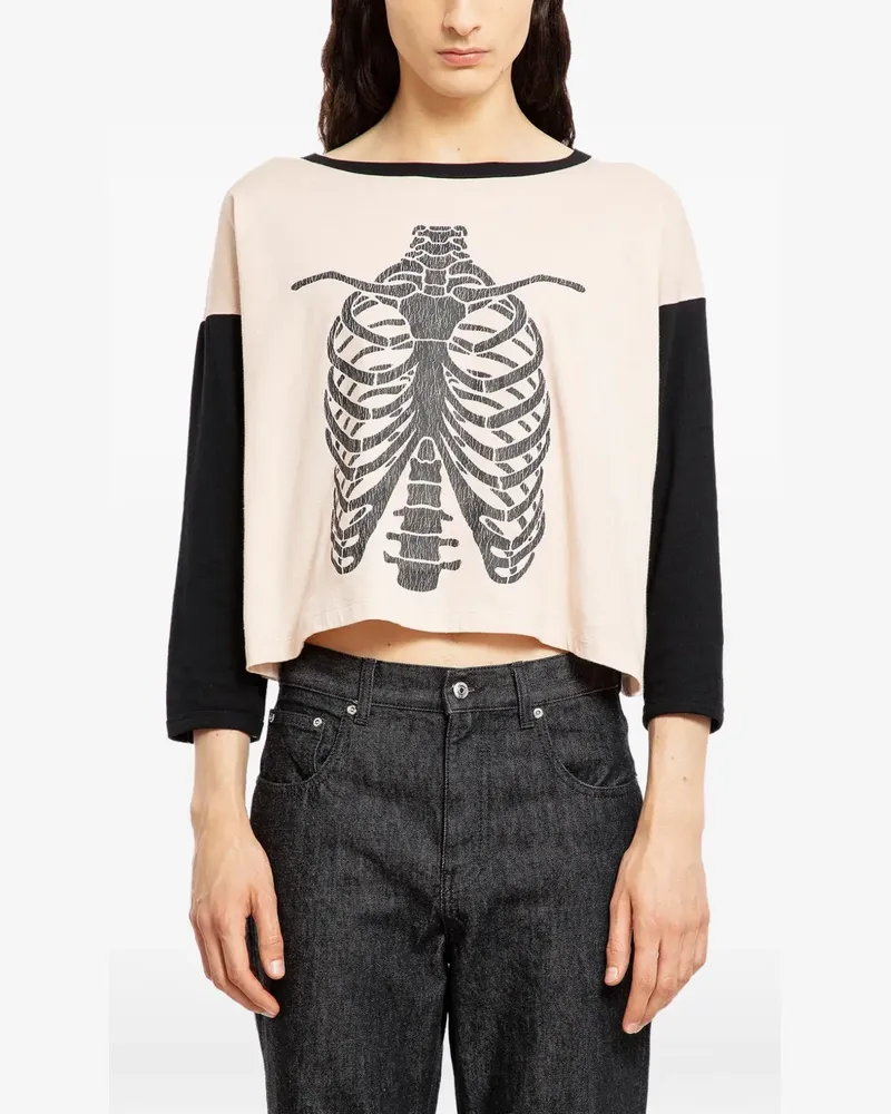 Second/Layer ribcage-motif T-shirt - Nude Nude