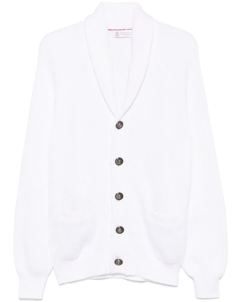 Brunello Cucinelli Gerippter Cardigan - Weiß Weiß