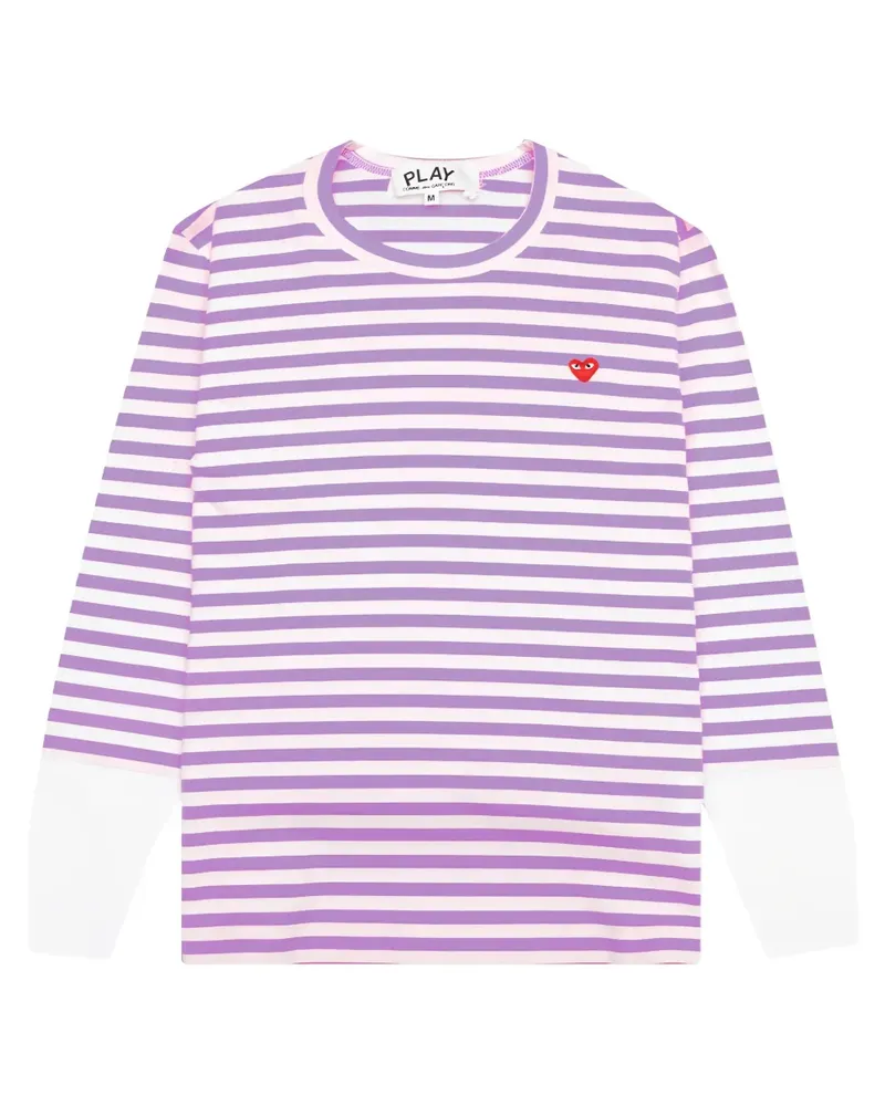 Comme des Garçons Gestreiftes T-Shirt mit Logo-Patch - Violett Violett