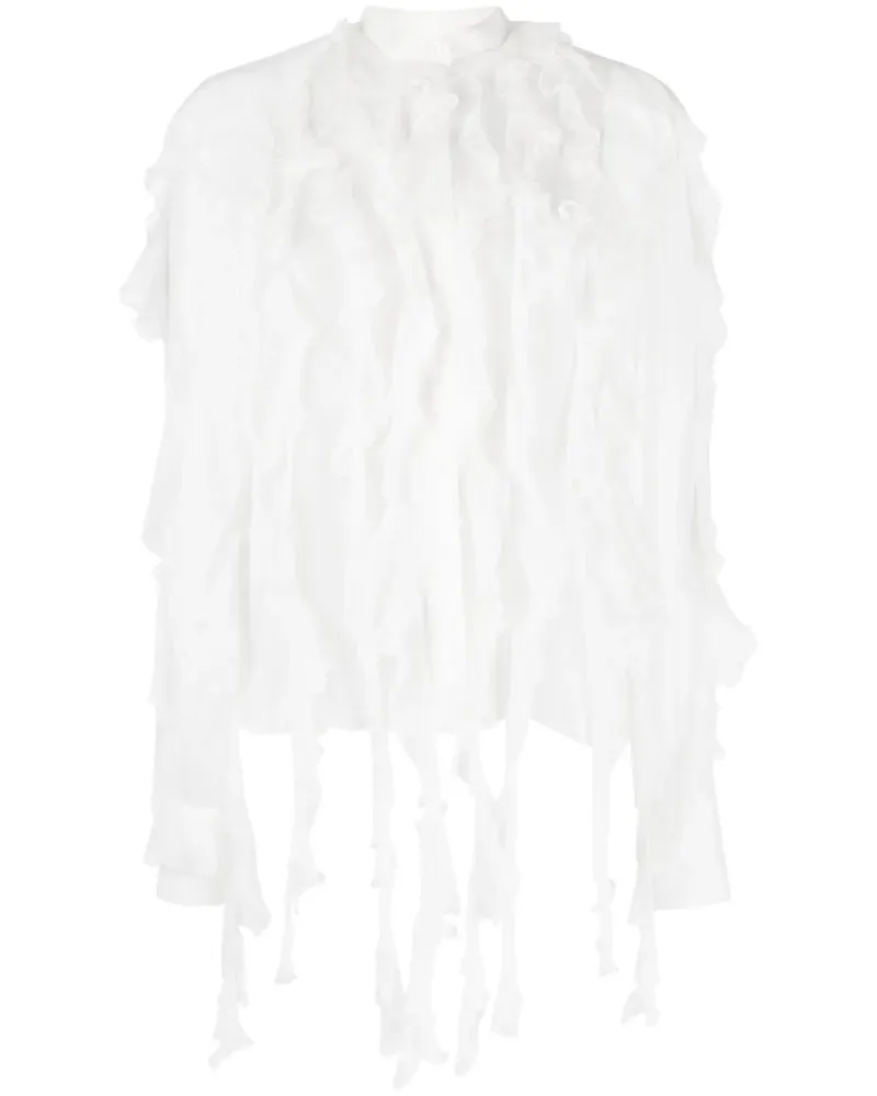 Ermanno Scervino Gerüschtes Hemd mit Sheer-Effekt - Weiß Weiß