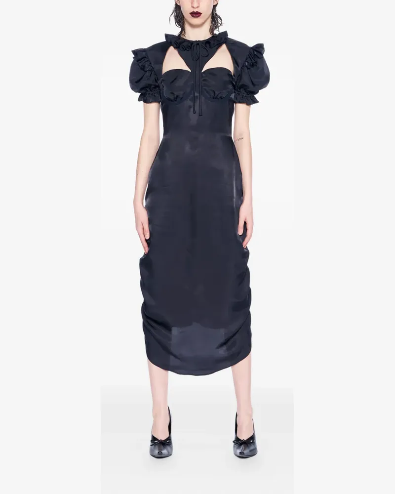 pushBUTTON cut-out ruffled dress - Blau Blau
