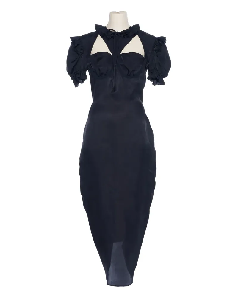 pushBUTTON cut-out ruffled dress - Blau Blau