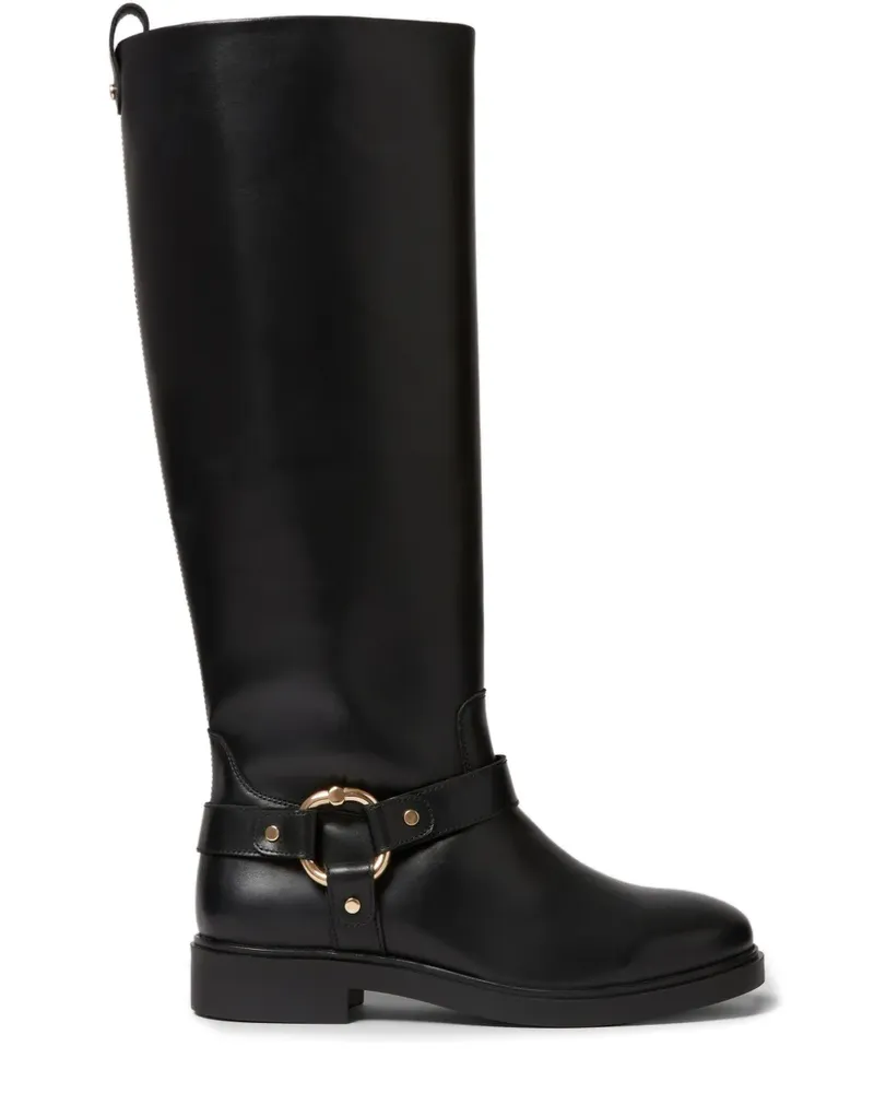Claudie Pierlot Kniehohe Stiefel mit Ringdetail - Schwarz Schwarz