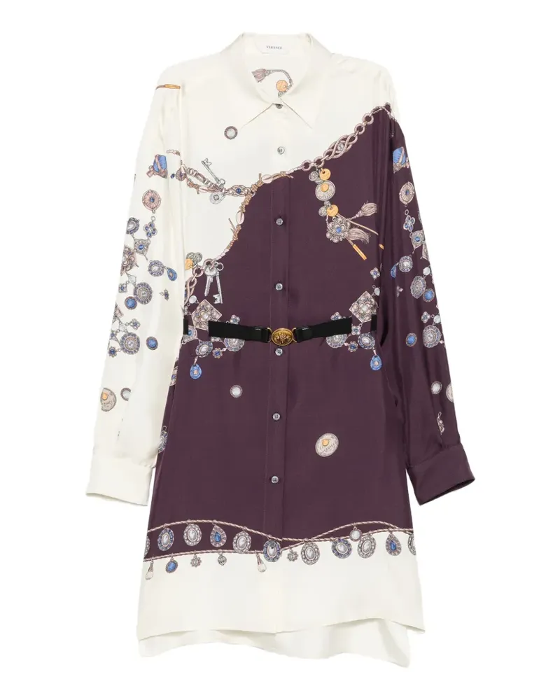 Versace Kurzes Hemdkleid mit Gürtel - Violett Violett