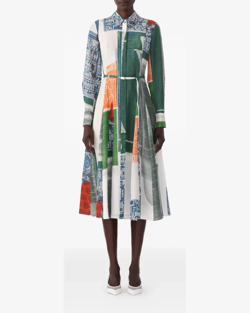 Jason Wu x Robert Rauschenberg platter-artwork midi shirt dress - Weiß Weiß