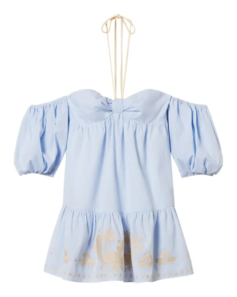 Twin-Set pinstripe off-shoulder dress - Blau Blau