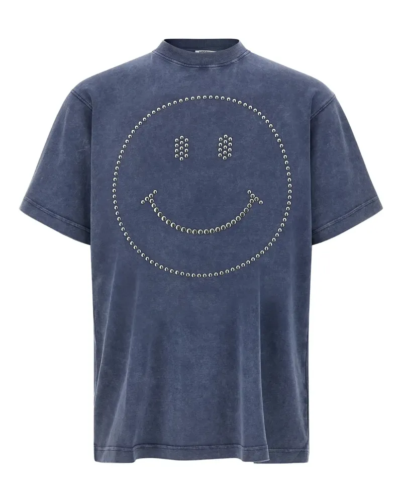 Moschino Smiley-T-Shirt mit Nieten - Blau Blau