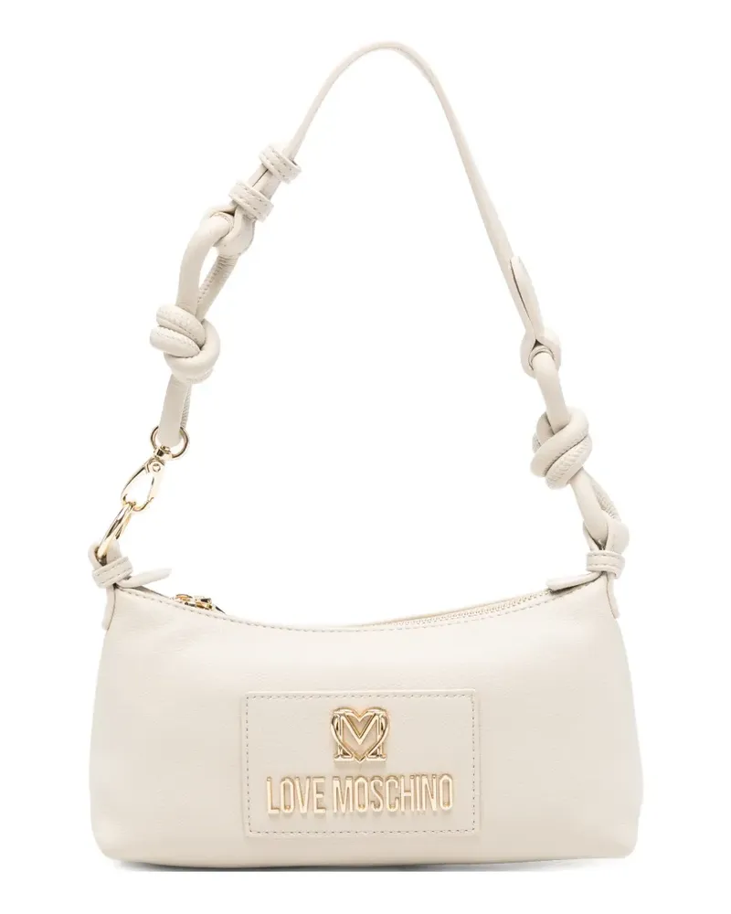 Moschino knotted-strap logo-plaque shoulder bag - Nude Nude