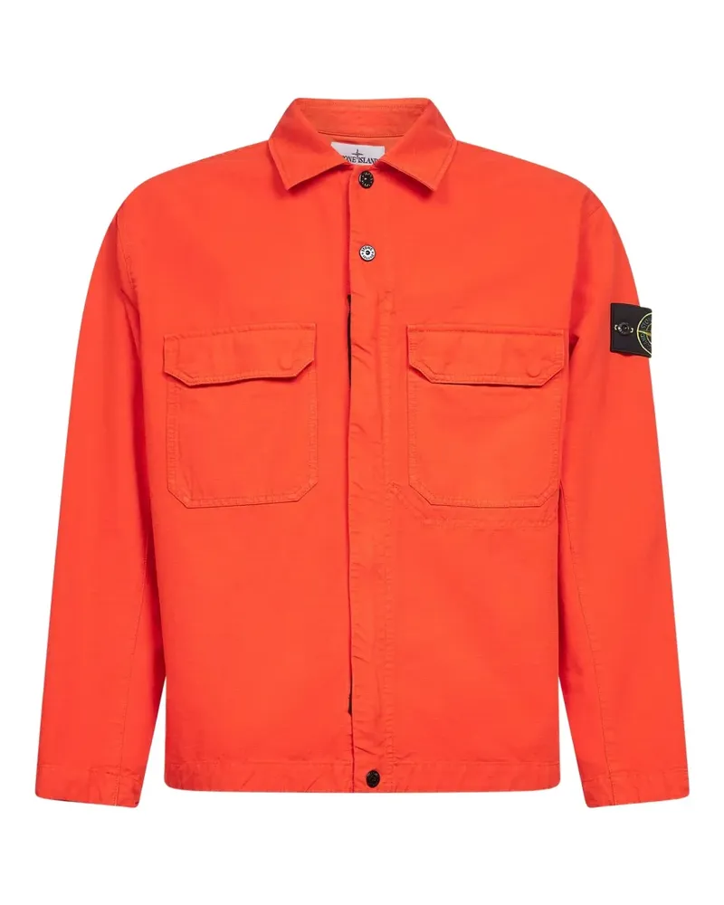 Stone Island Hemd mit Logo-Patch - Orange Orange