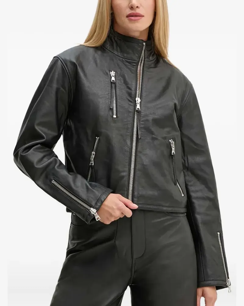 Won Hundred zip-up leather jacket - Schwarz Schwarz