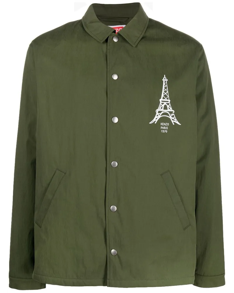 Kenzo Hemdjacke mit Logo-Print - Grün Grün