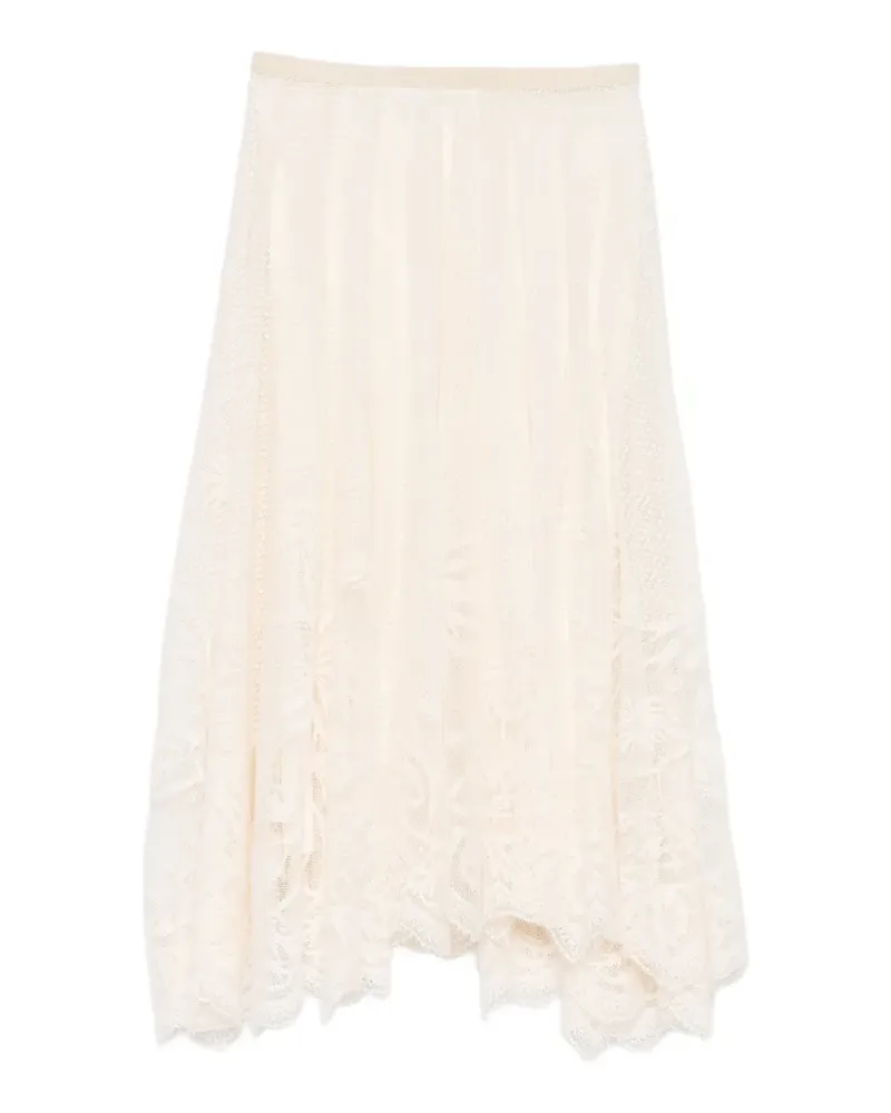 Fabiana Filippi lace asymmetric-hem midi skirt - Nude Nude
