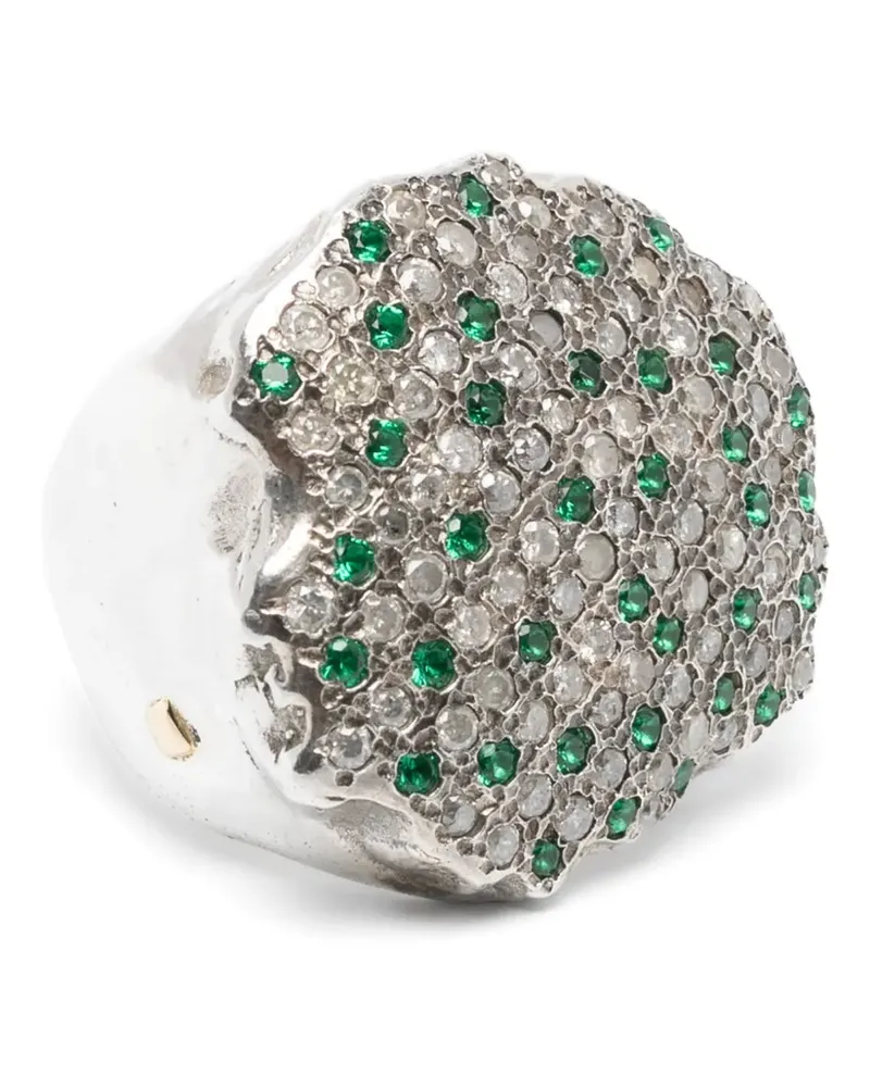 Rosa Maria Mona Ring mit Smaragd und Diamanten - Silber Silber