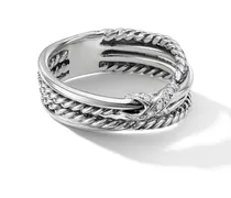 X Crossover Ring mit Diamant