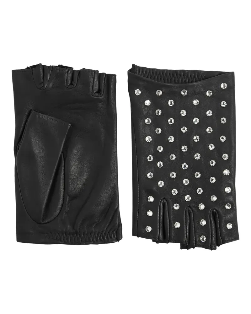 Agnelle Irene strass-embellished fingerless gloves - Schwarz Schwarz
