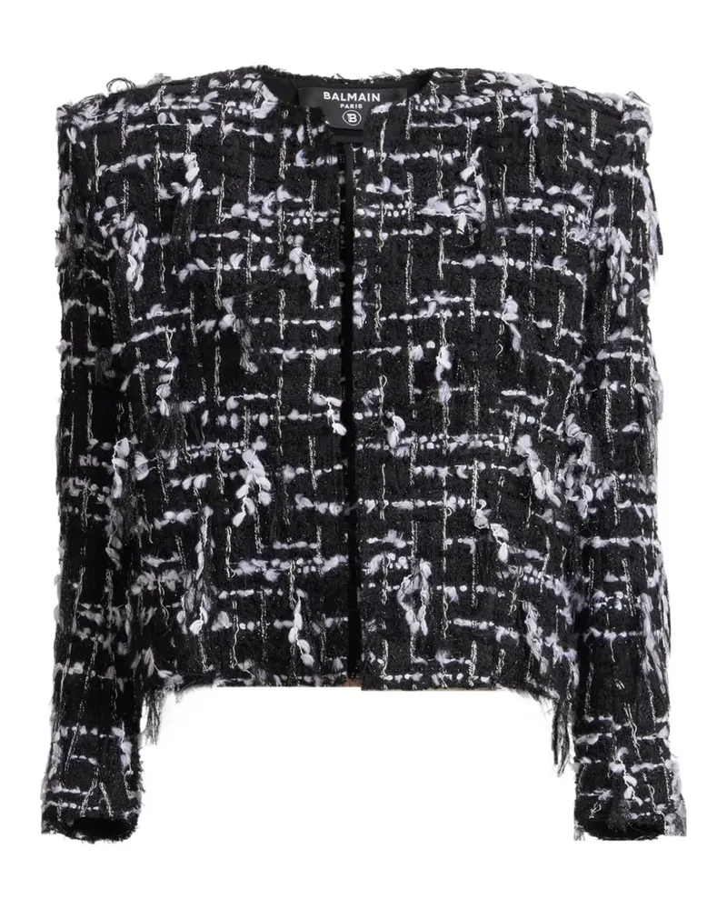 Balmain Cropped-Jacke aus Tweed - Schwarz Schwarz