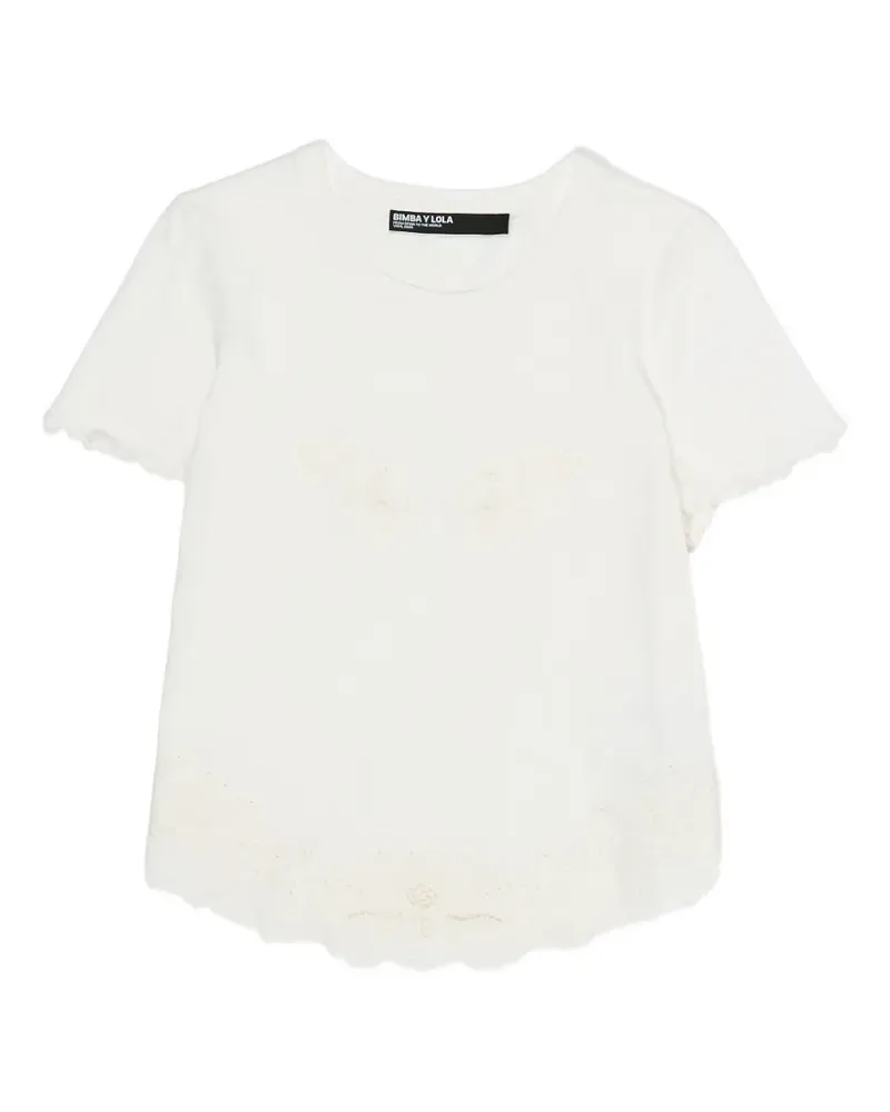 BIMBA Y LOLA T-Shirt mit Ösenstickerei - Weiß Weiß