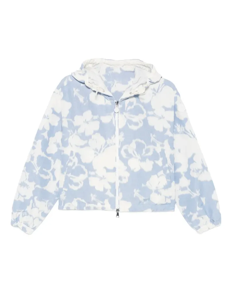Moncler floral-print hooded jacket - Blau Blau