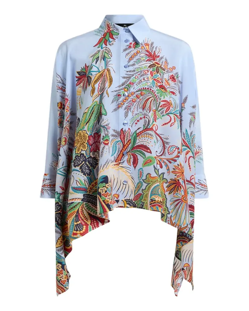 Etro paisley-print hanky-hem silk shirt - Blau Blau