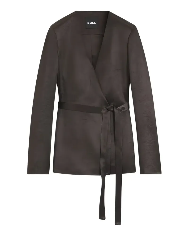 HUGO BOSS belted wrap-style jacket - Braun Braun