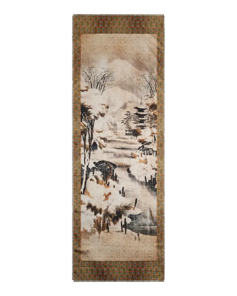 Pierre-Louis Mascia landscape-print scarf - Nude Nude