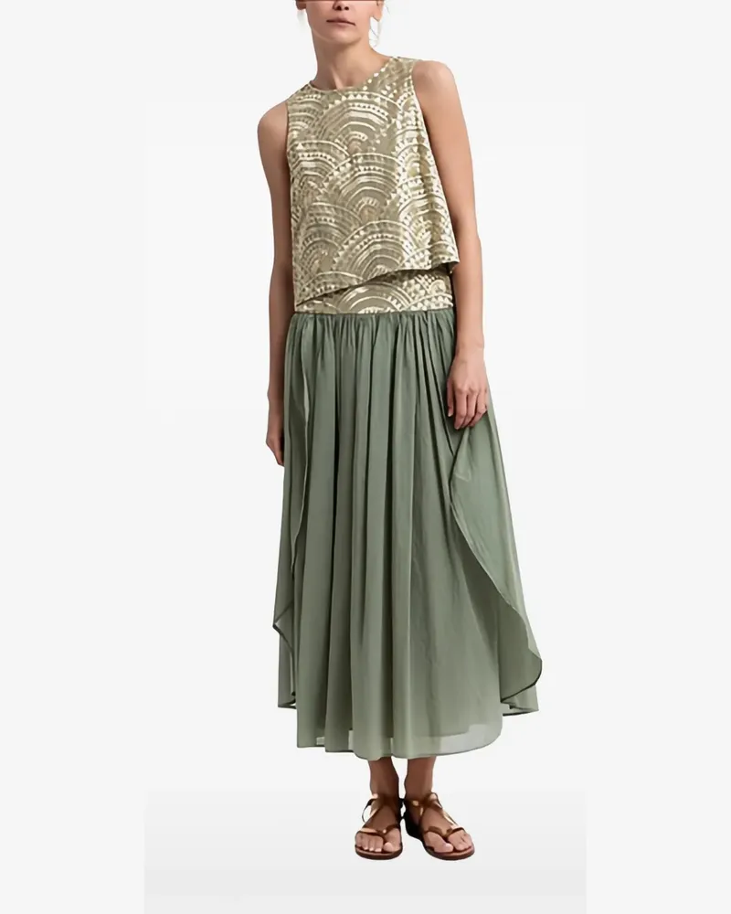 Greek Archaic Kori Gemusterte Bluse - Grün Grün