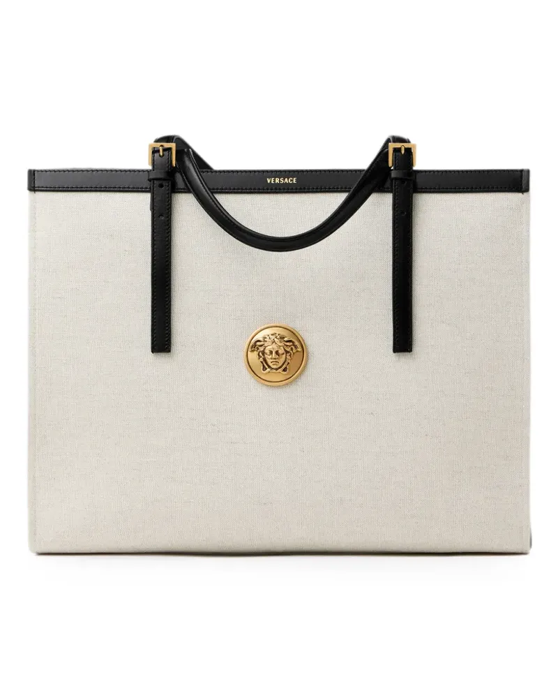 Versace Große Rivière Tote Bag aus Canvas - Nude Nude