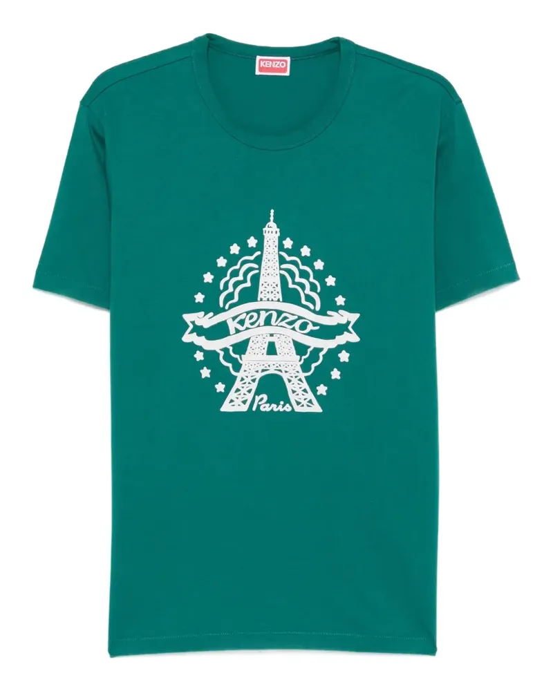Kenzo T-Shirt mit Eiffelturm-Print - Grün Grün