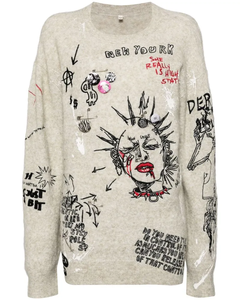 R13 Bestickter Pullover - Nude Nude