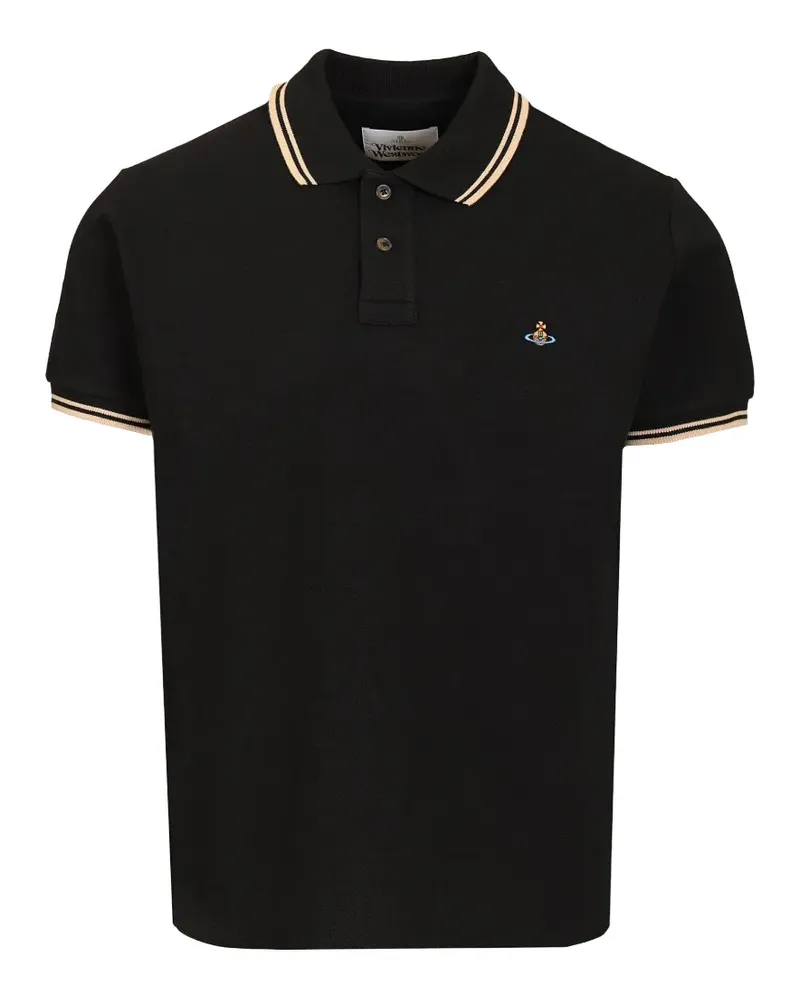 Vivienne Westwood Orb-embroidered tipped polo shirt - Schwarz Schwarz