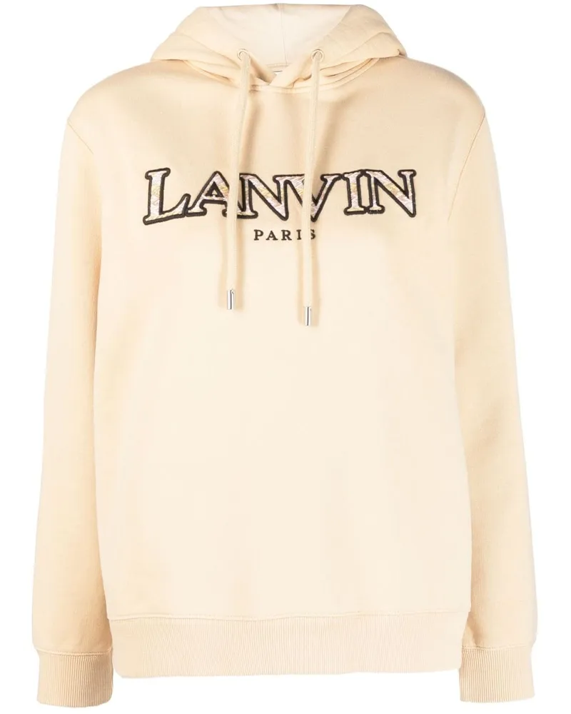 Lanvin Hoodie mit Logo-Stickerei aus Baumwolle - Nude Nude