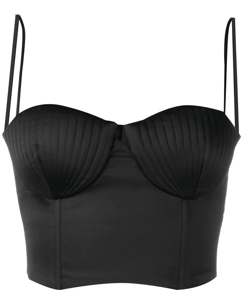 BEVZA Cropped-Top mit Herzausschnitt - Schwarz Schwarz