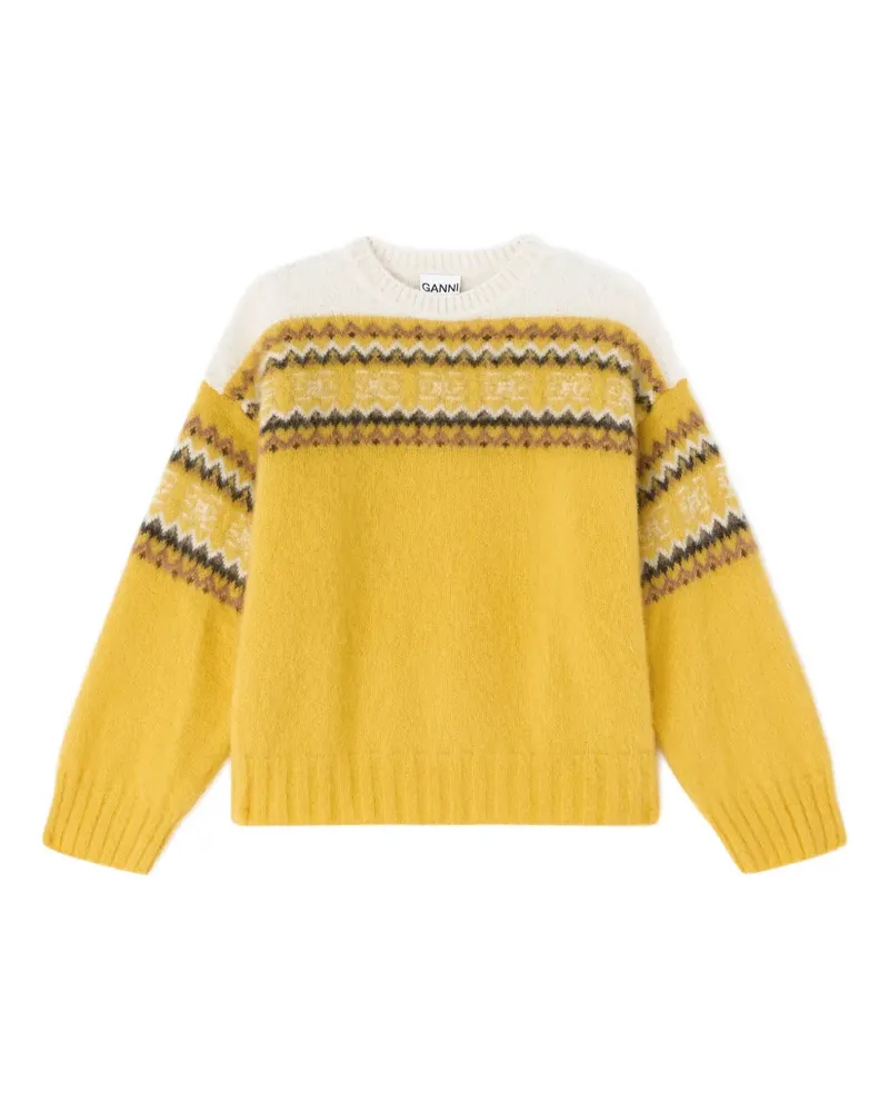 Ganni Gemusterter Pullover - Gelb Gelb