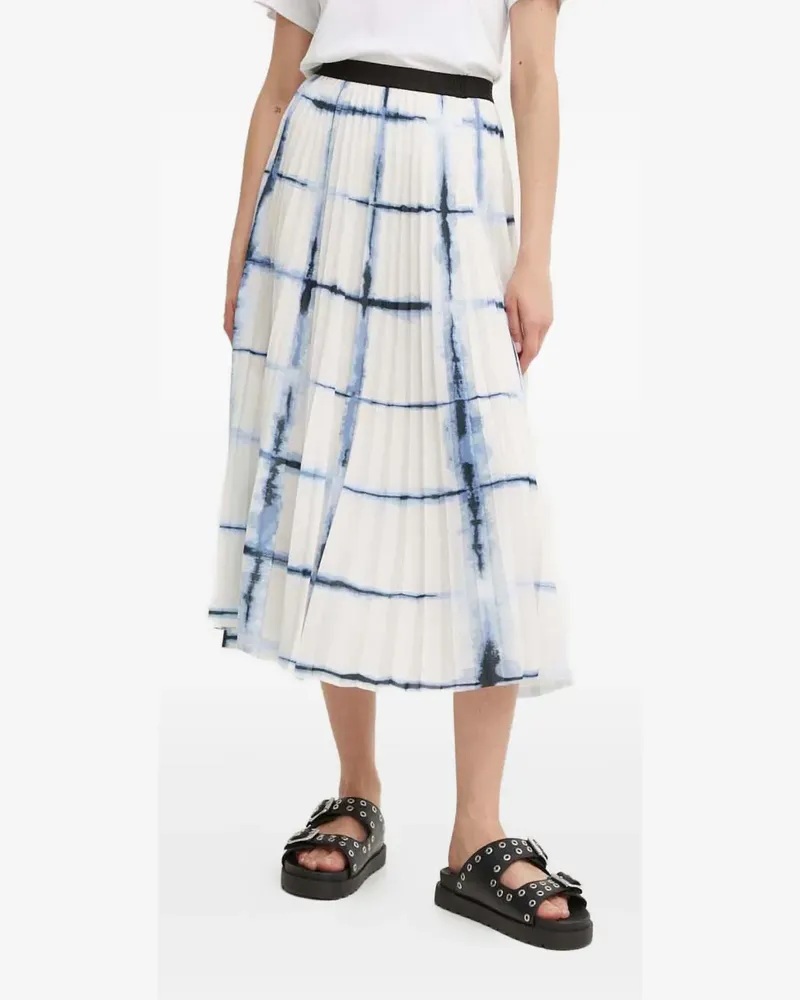 MUNTHE Falten-Midirock mit Gitter-Print - Weiß Weiß