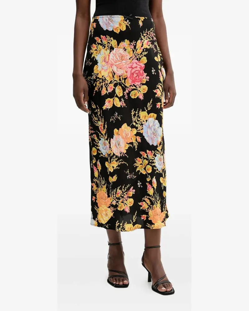 Never Fully Dressed floral bow-detail midi skirt - Schwarz Schwarz