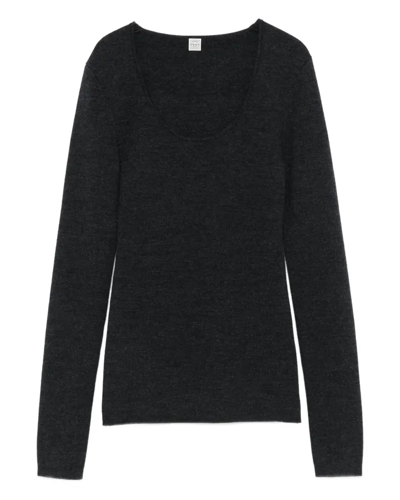 Totême Langarmshirt mit U-Ausschnitt - Grau Grau