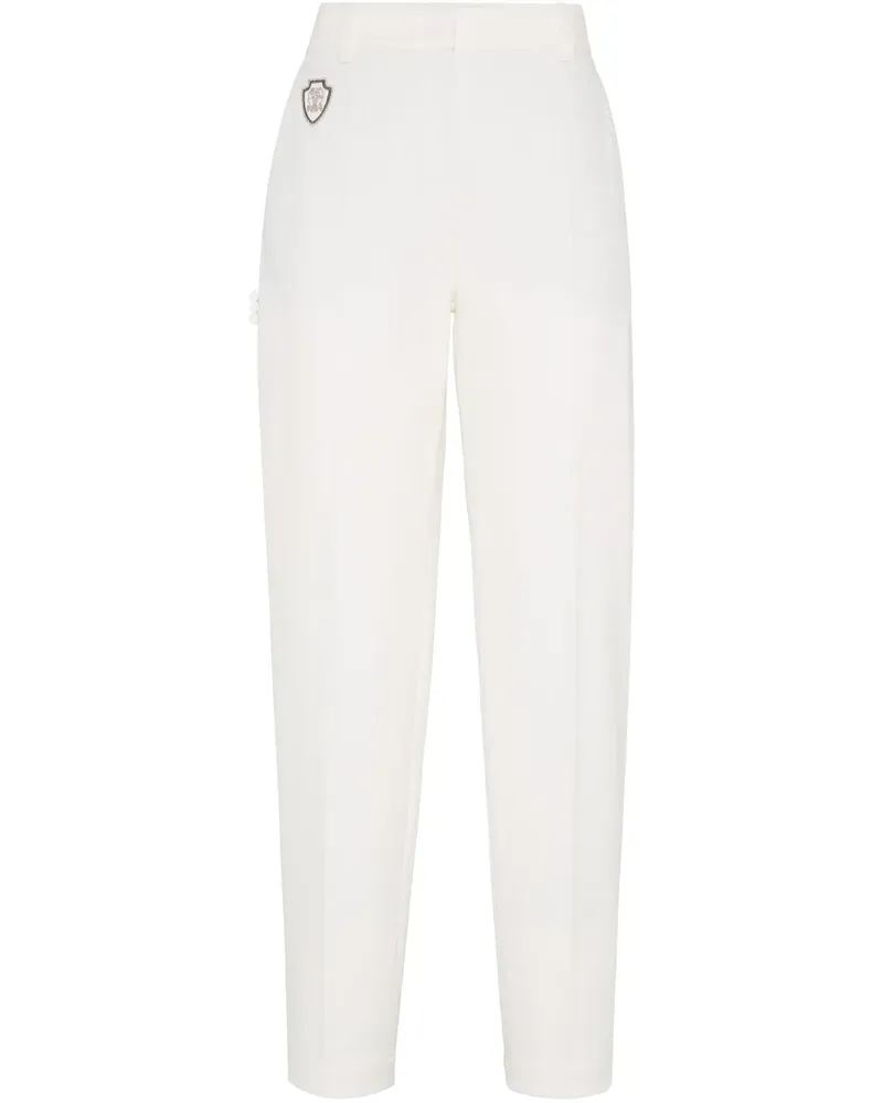 Brunello Cucinelli Hose mit Logo-Patch - Weiß Weiß