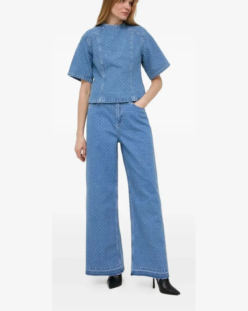 Custommade Ausgefranste Jeans mit Polka Dots - Blau Blau
