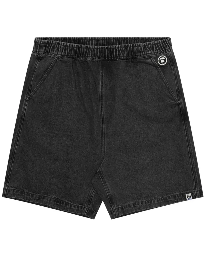 BAPE Jeans-Shorts mit Moonface-Applikation - Schwarz Schwarz
