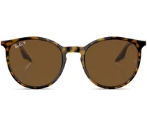 Runde Sonnenbrille mit Logo-Print - Braun