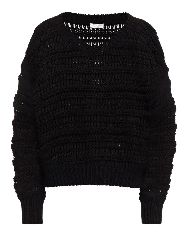 Brunello Cucinelli Monili-detail open-knit knitwear - Schwarz Schwarz