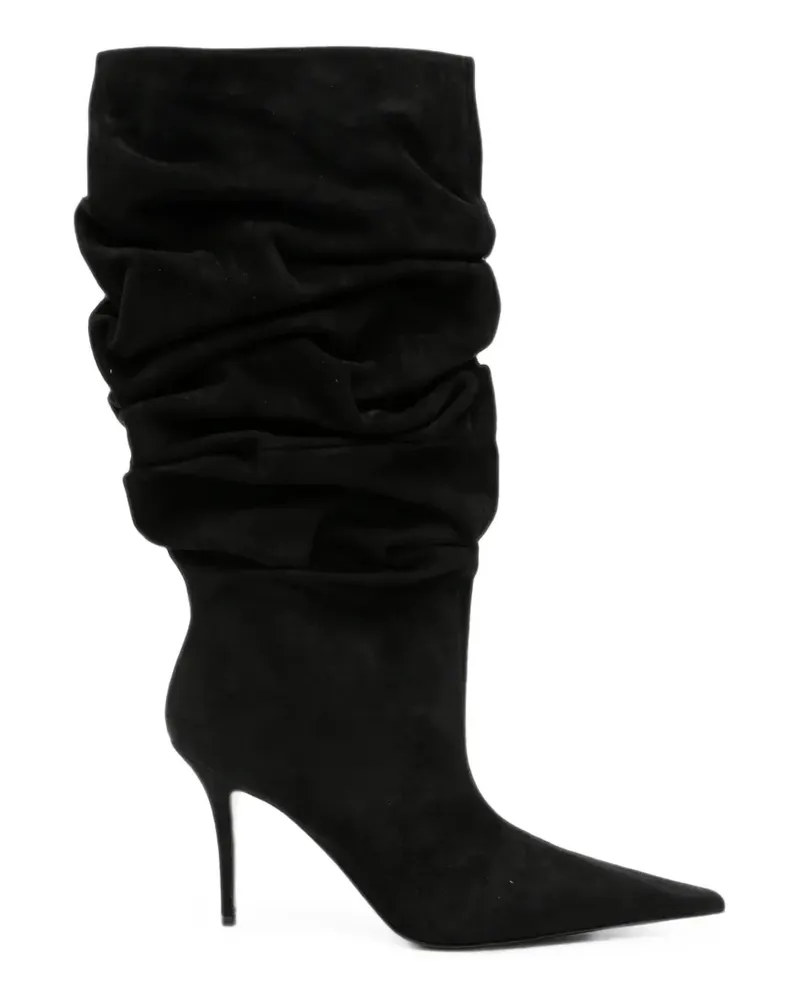 Amina Muaddi Anok Stiefel aus Wildleder - Schwarz Schwarz