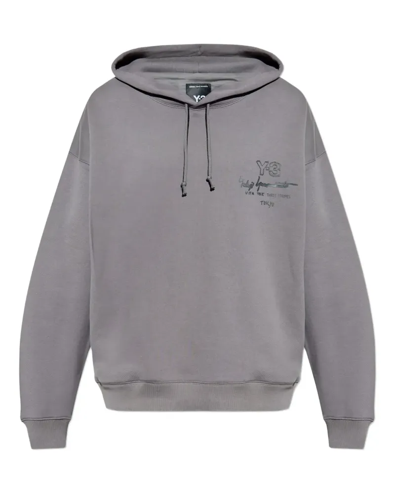 Y-3 Hoodie mit Logo-Print - Grau Grau