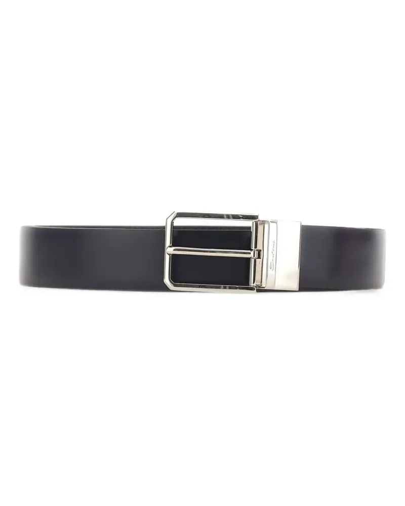 Santoni logo buckle leather belt - Blau Blau