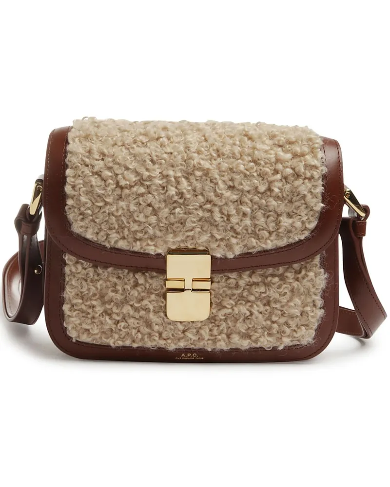 A.P.C. Schultertasche mit Faux Fur - Nude Nude