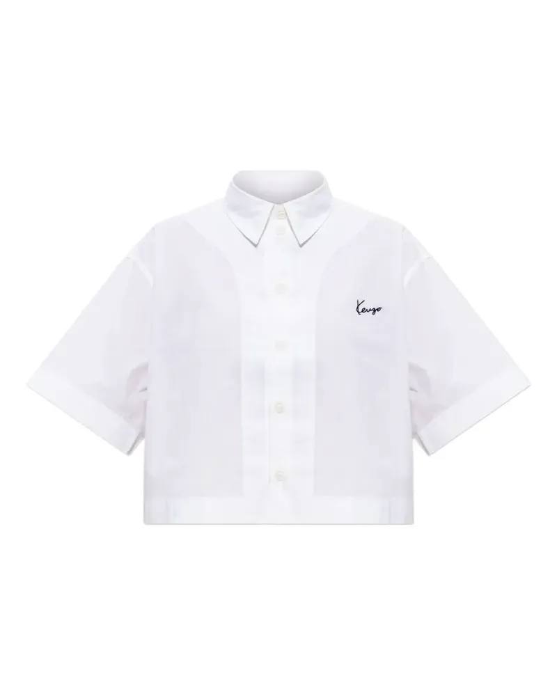 Kenzo logo-embroidered cropped shirt - Weiß Weiß