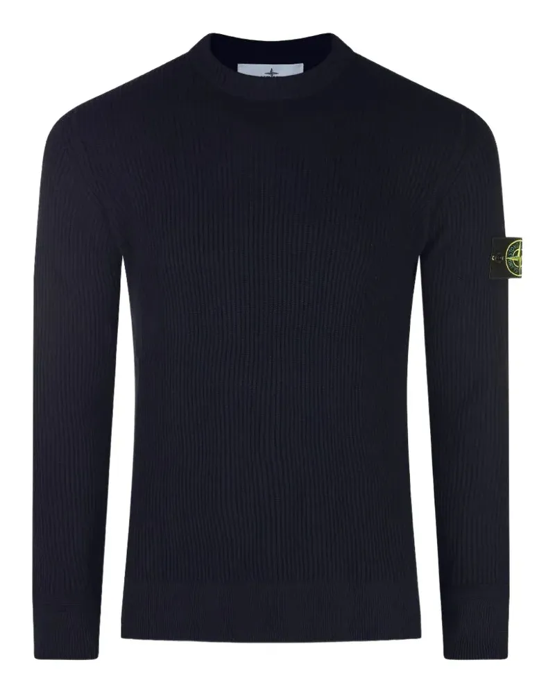 Stone Island Gerippter Pullover mit Logo-Patch - Blau Blau