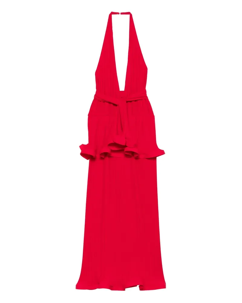 Rowen Rose Gerüschtes Maxikleid mit Falten - Rot Rot